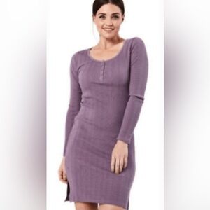 Pact Ribbed Henley Dress Midi Size Extra Large